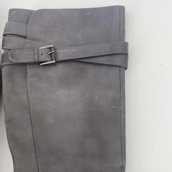 ECCO Sullivan Riding Boots  Gray‎ Leather Knee High Zip up Women's 38/ 7.5 - Picture 9 of 10